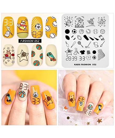 Fashion Sports Nail Stamping Plate - Football Soccer Baseball & Hockey Nail Art Template - Multi-Pattern Design for Unique Nail Designs - Buy Online on SooperMarket.com
