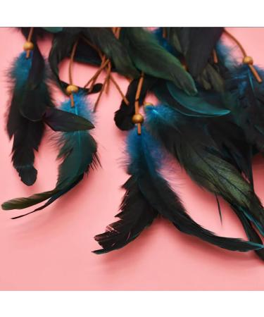 CAKURE Boho Feather Headband - Handmade Indian Gypsy Costume Hair Accessories in Blue - Hippie Festival Headdress (Type A) - Buy Online on SooperMarket.com