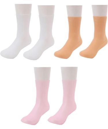 3 Pairs Silicone Moisturizing Socks Flexible Elastic Hydrating Spa Socks Pedicure Socks for Dry Cracked Feet Pink Skin Tone White (-1411240283012) - Buy Online on SooperMarket.com