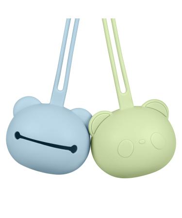 Airfish silicone pacifier box 2 pack BPA-free baby bear pacifier bag silicone shell for baby travel snullers pacifier storage box pacifier holder for girls young blue and green