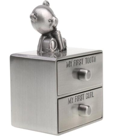 A Set of My First Tooth & Curl Trinket Boxes Tin Baby Keepsake Christening Boy Girl Gift - Antique Silver 4 - Buy Online on SooperMarket.com