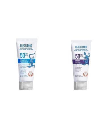 BLUE LIZARD Sensitive Mineral Sunscreen Lotion SPF 50+ (89 ml) + BLUE LIZARD Sport SPF 50 Mineral Sunscreen Lotion (89 ml)