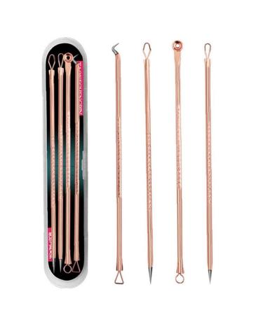 Tosssper 4 Pieces Blackhead Remover Kit Pickel Popping Kits for women and men comedone extractor Tools Acne needle Whitehead removal for facial safety side
