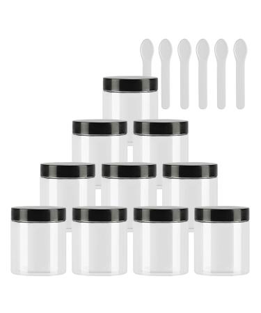 Tianzd 12 pieces small 80 ml transparent plastic empty cream can with black lid 80 g empty socket screw box sheet metal cans cosmetic containers 6 pieces spatula transparent 80ml