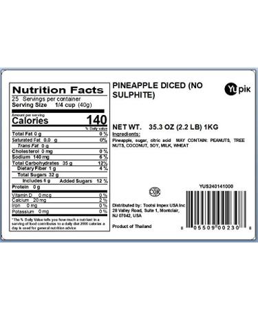 Yupik Diced Pineapple 2.2lb | Sulfite-Free Dried Fruits - Buy Online - Buy Online on SooperMarket.com
