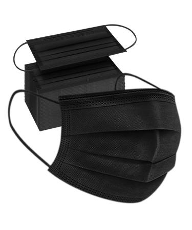 100PCS Black Disposable Face Mask 3 Ply Filter Protection Non Medical Face Masks Facial Cover