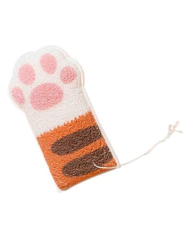 Body Exfoliating Sponge Elastic Bath Sponge Cute Bathing Clean Scrub Brush with 4 Cat Paws