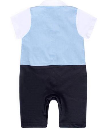AmzBarley Baby Boys Gentlemans Outfit Suit | Kids Tuxedo Rompers | Blue | 6-12 Months - Buy Online on SooperMarket.com