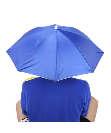 Outdoor rain umbrella hat 25.3-inch shield hat handfree UV protection rain cap cap headgear for fishing camping hunting (royal blue)
