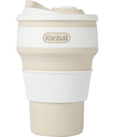 Korzull Collapsible Coffee Mug | Baby Powder Color | 12oz | Leak Proof & Odor Free | Silicone | BPA Free - Buy Online on SooperMarket.com