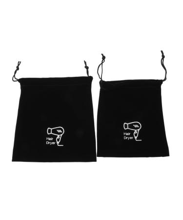 Baluue 6 Pcs Storage Bag Toiletry Organizer Drawstring Closure Cover Mini Hairdryer Bag Black Velvet