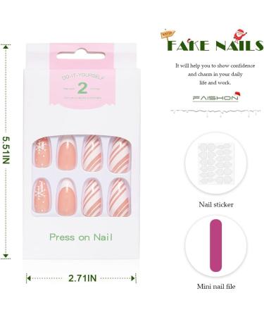 Vatocu Christmas False Nails - Short Red Press On Nails with Snowflakes, Elk, Snowman Designs (24pcs) for Women and Girls - Buy Online on SooperMarket.com