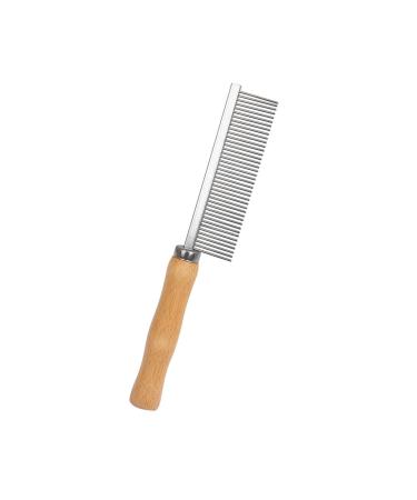 Supkeyer Wooden Handle Dog Cat Grooming Comb Groom and Remove Debris and Mats for Long and Short Haired Pets (One Side)