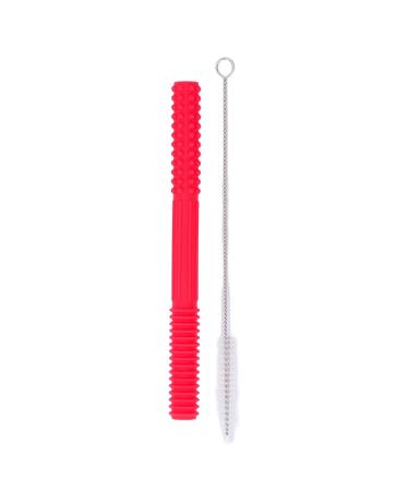 Hollow Silicone Teething Tube in Red - Safe, Textured, and Flexible for Baby's Teething Relief at Home - Buy Online on SooperMarket.com