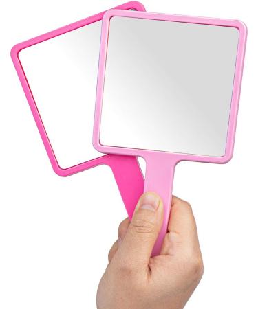 2PCS Rose Red Handheld Mirrors with Handle for Travel and Cosmetic Use - Buy Online on SooperMarket.com