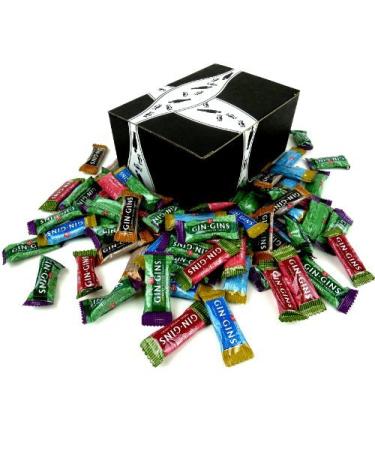 Ginger People Gin Gins Chewy Ginger Candy 4-Flavor Variety: One 2 lb Assorted Bag of Original, Peanut, Hot Coffee, and Spicy Apple in a BlackTie Box 2 Pound (Pack of 1)