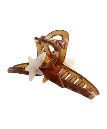 Vctitil Five-pointed Star Acrylic Hair Claws Hair Clips Ponytail Holders Shark Clip Barrettes Hair Accessories for Women Girl Thin Thick Hair(coffee)