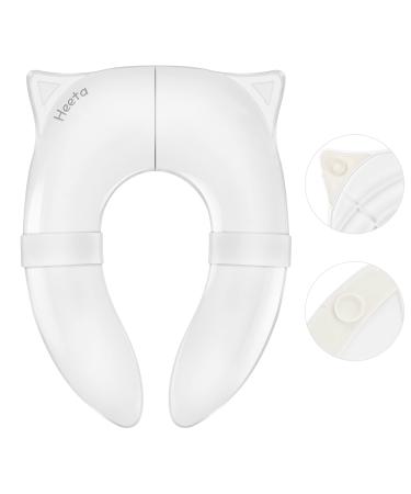 HEETA Portable Folding Potty Training Seat for Boys Girls Kids Toddlers, Non-Slip Pads Travel Potty, Easy to Carry and Clean, No-Gap Designed Potty Chair for Comfort (White)