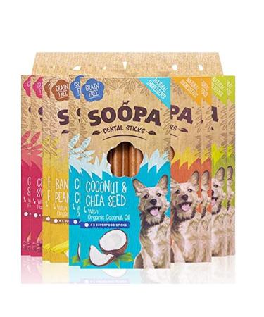 10 Pack Mixed Pack Dental Sticks Carrot and Pumpkin Kale and Apple Cranberry and Sweet Potato Banana and Peanut Butter Coconut and Chia Seed 4 count (Pack of 10)
