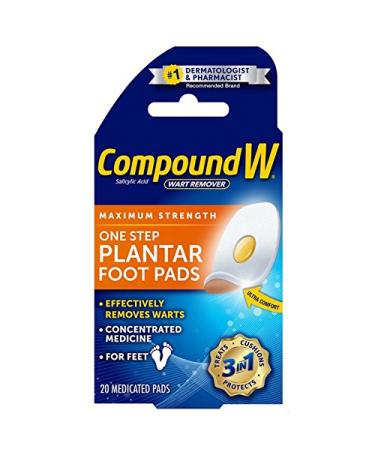 Compound W Maximum Stregth One Step Plantar Foot Pads 20 ea (Pack of 4)