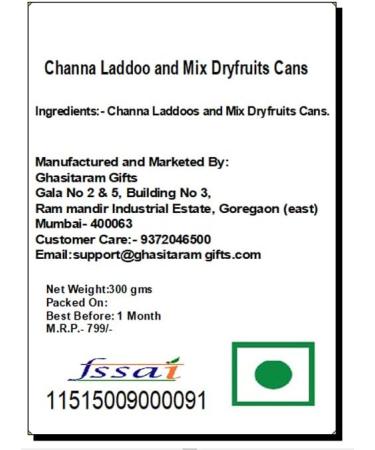Jaiccha Ghasitaram Channa Laddoo and Mix Dryfruits Cans|Gift for Diwali Gifts Holi Rakhi Valentine Christmas Birthday Anniversary Her Him| - Buy Online on SooperMarket.com
