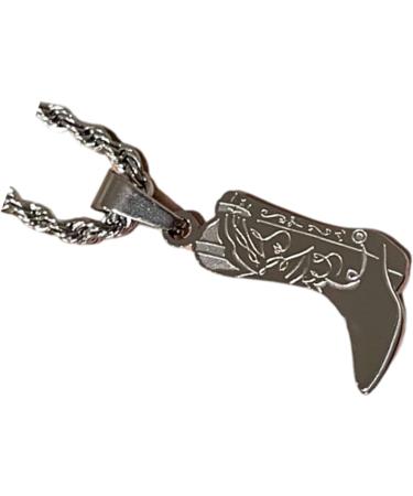 Oralgo Cowboy Boot Pendant Necklace - Unique Engraved Steel Color Jewelry for Sophisticated Style - Buy Online on SooperMarket.com