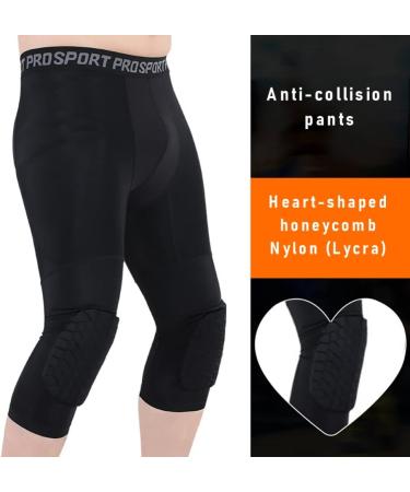 Blaward 2 Pack Men's Basketball Pants with Knee Pads 3/4 Capri Compression Leggings - Black Small - Buy Online on SooperMarket.com