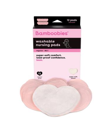 Bamboobies Washable Nursing Pads for Breastfeeding Value Pack, Reusable Breast Pads, 6 Regular Pairs