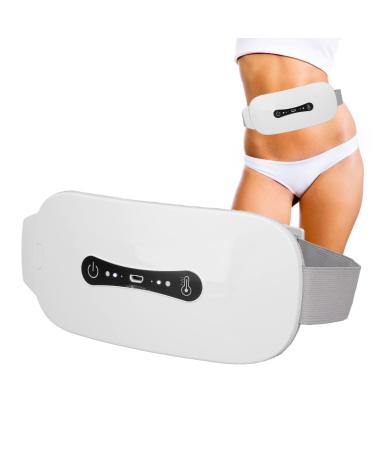Portable Wireless Heating Pad Cramp Heating Belt with 3 Speed Adjustable Waist Support Heating Belt for Women(White)