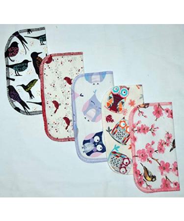 Kids Lunchbox Napkins 5-Pack - Owls & Birds Fun Flannel Washable 8x8 inches - Little Wipes (R) Flannel - Buy Online on SooperMarket.com