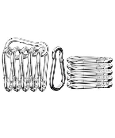 Mesybveo 12 pieces of carabiner hook spring carabiner made of stainless steel 304 safe load -bearing capacity 140 kg spring closed 60 * 30 * 5.9mm carabiner for hammocks camping fishing awning (silver)