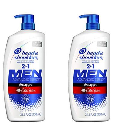 Head and Shoulders Shampoo and Conditioner 2 in 1, Anti Dandruff Treatment and Scalp Care, Old Spice Swagger for Men, 31.4 Fl Oz, Pack of 2