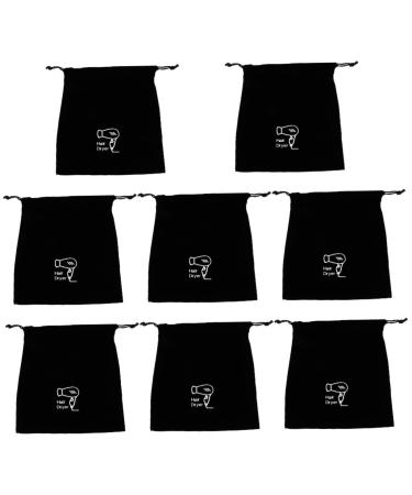 Healeved 8 Pcs Hair Dryer Storage Bag Jewelry Hair Dryer Bag Purse Organizer Pouches Tool Black Flannel