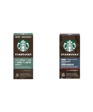 Starbucks By Nespresso Pike Place 5 X 10 Nespresso Coffee Pods 50 Count & by Nespresso Decaf Espresso Roast Nespresso Coffee Capsules Original Line Compatible 10 Nespresso Coffee Pods