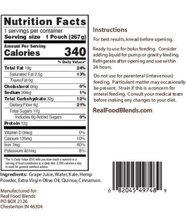 Real Food Blends Variety Case 9.4 oz Pureed Meal for Feeding Tubes - 6 Flavors (Case of 12 Pouches) - Buy Online on SooperMarket.com