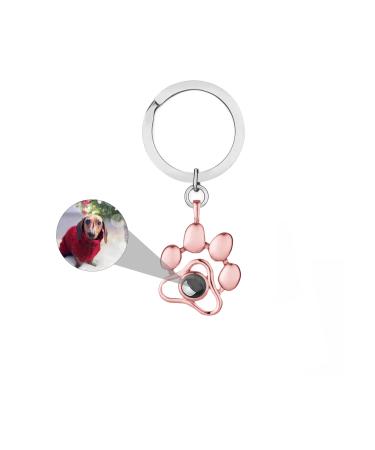 CSSTONE DOG PW Foto chain projection necklace with picture chain with photo chain with picture inside 925 sterling silver I love you memory jewelry gift for women/pet keychain rose