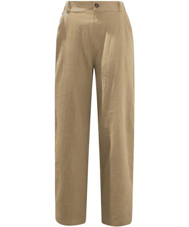 BFAFEN Women's Plus Size Cotton Linen Cargo Pants - Khaki, X-Large - Buy Online on SooperMarket.com