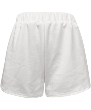 Buy Ronony Women's Striped Sweat Shorts | Breathable High Waist Activewear Trousers for Yoga & Fitness | Soft Stretch Short Pants - M 001#White - Buy Online on SooperMarket.com