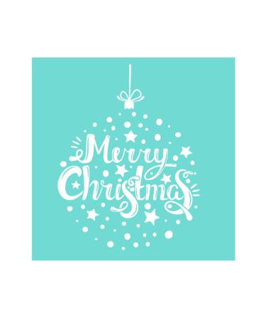 YeulionCraft Self-Adhesive Silk Screen Printing Stencil  Christmas Style Reusable Sign Stencils for Painting on Wood DIY Decoration  Ball+Merry Christmas 5.9'' 5.9''