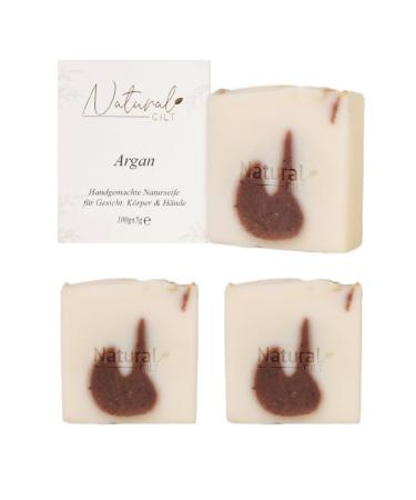 3x natural cilt argan soap - 100% natural soap - without questionable ingredients - certified - handmade - shower soap for all skin types - shower gel - natural food metics argan (3 Pack)