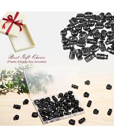 Plastic Cord Lock 45Pcs  Single Hole/Double Hole Cord Stopper  Spring Cord Toggle for Drawstrings/Paracord/Shoelaces  Black Elastic Cord Adjuster by Double Elite Mixed 45 pcs - Buy Online on SooperMarket.com