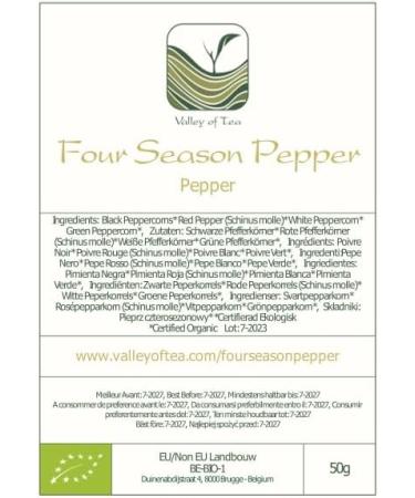 Organic Four Peppercorn Rainbow Blend - 50g Grinder Pepper Mix - Buy Online on SooperMarket.com