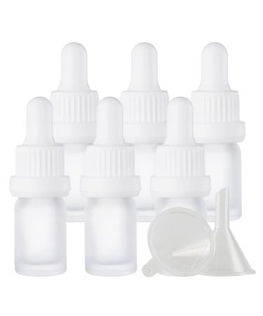 Zeoabsy 6 pieces 5 ml frosted clear glass pipette bottle with white originality lock pipette ring empty clear glass bottle glass pipette drip bottles for essential oils aromatherapy 5ml transparent