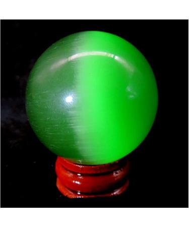 Ornament Natural Green Cat Eye Crystal Sphere Stone Ball 30-40mm 1pc Stone Collection - Buy Online on SooperMarket.com