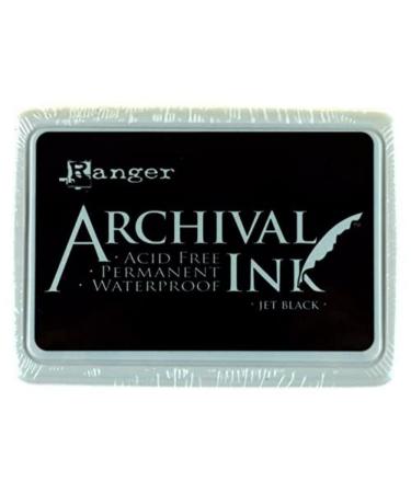 Ranger Archival Ink Pad, Jet Black  Permanent, Waterproof, Acid-Free, Non-Toxic  Wont Bleed or Smudge  Provides Vivid and Crisp Stamping Results  Air Dry on Matte and Heat Set on Glossy Surfaces