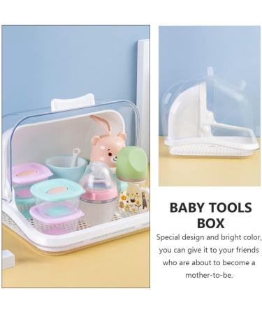 Kitchen Tableware Storage Box with Transparent Lid - White Organizer for Cups, Dinnerware, and Infant Home Essentials - Buy Online on SooperMarket.com