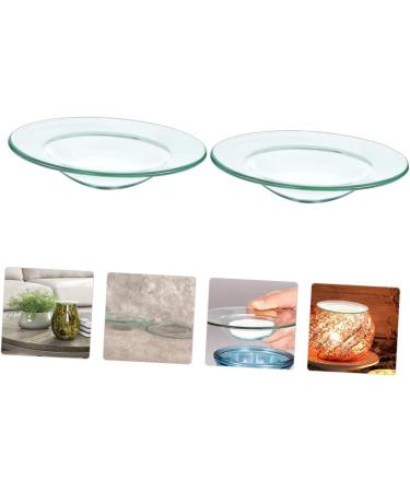 Warmhm Round Serving Tray & 4 Glass Bowls - Oil Replacement Heating Plate & Wax Melting Inserts - Transparent 12x12cm x 2pcs - Ideal for Serving & Storage - Buy Online on SooperMarket.com