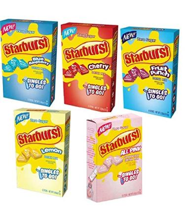 Starburst Singles to go variety pack 5 box, 5 flavor (rasberry, cherry, fruit punch, strawberry and lemon)