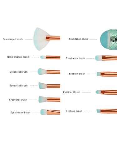 11 Pieces Mermaid Makeup Brushes Set Professional Foundation & Concealer for Flawless Cosmetics | International Shipping Available - Buy Online on SooperMarket.com