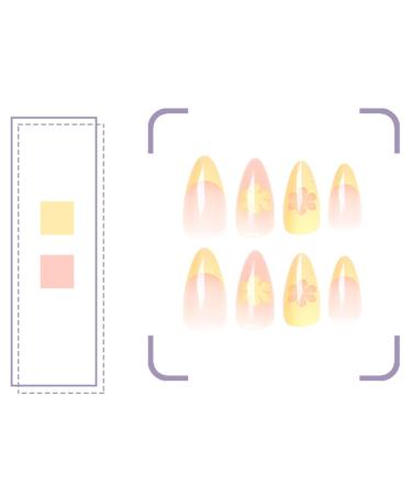 Luvadeyo 24 PCs Press on Nails - Medium Almond Yellow Flower Fake Nails with Glue for Women & Girls - Buy Online on SooperMarket.com